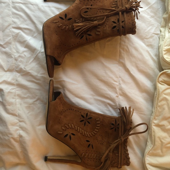 Nordstrom Ivanka Trump Suede Open Toed BootsCognac - Picture 2 of 3